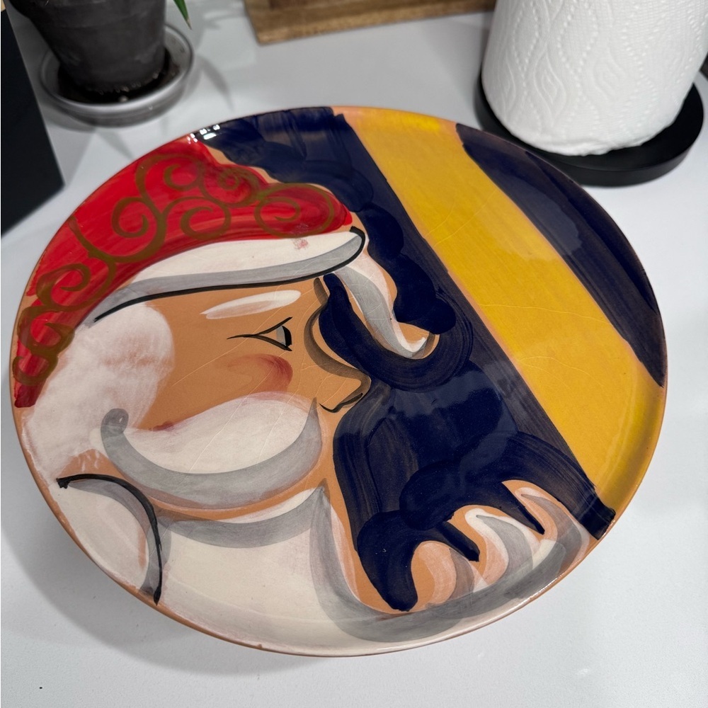 Vintage Footed Cake Stand, Old World Santa Moon, Jolly St. Nick Collection - Picture 5 of 5